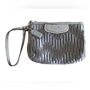 🌸COACH Wristlet, Dark Silver Gathered Material.  Great Condition.